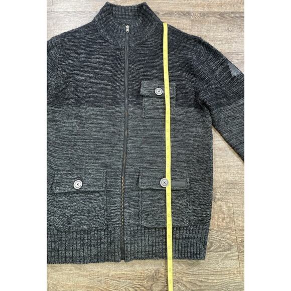 Projek Raw Men's Sweater Full Zip Gray Black Knit Pockets Ribbed Size M - Picture 5 of 10